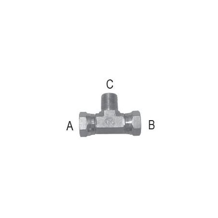Tompkins Male Pipe to Female Pipe Swivel Branch Tee: 3/8-18 A, 3/8-18 B 471110